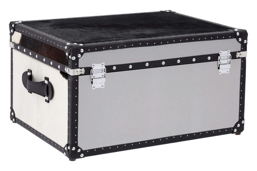 Fifty Five South Kensington Townhouse Black And White Genuine Cowhide Storage Trunk
