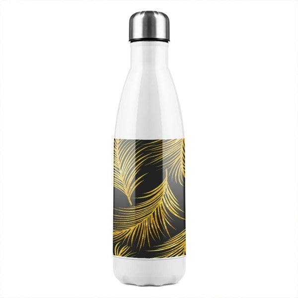Benjamin Tate Design Black & Gold Floral Pattern Stainless Steel Bottle