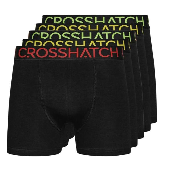Crosshatch Mens Chasma Boxer Shorts (Pack of 5) - Black - 