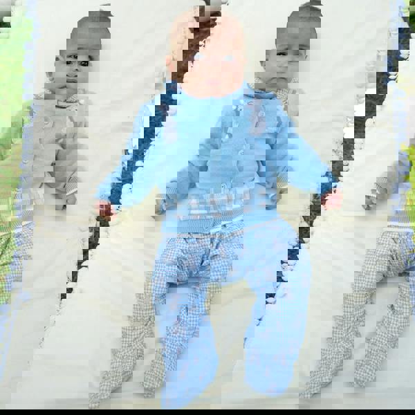 Rachel Riley Blue Gingham Bunny Cardigan