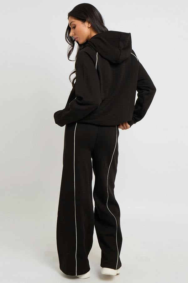 Urban Bliss Black Piped Wide Leg Joggers
