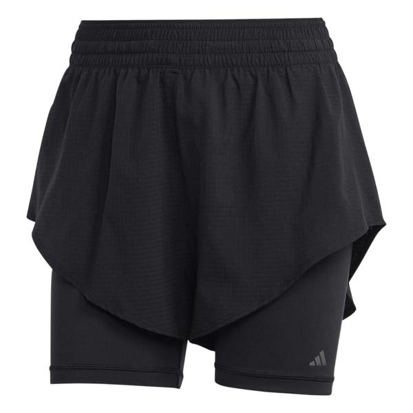 Adidas Womens/Ladies 2 in 1 High Waist Running Shorts - Black - 