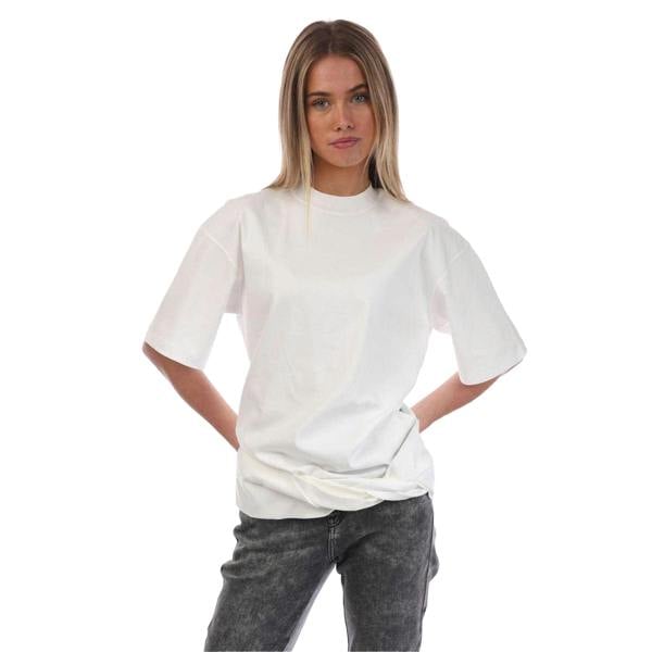 Off White Womens/Ladies Arrow Cotton Twisted Hem T-Shirt - White - 