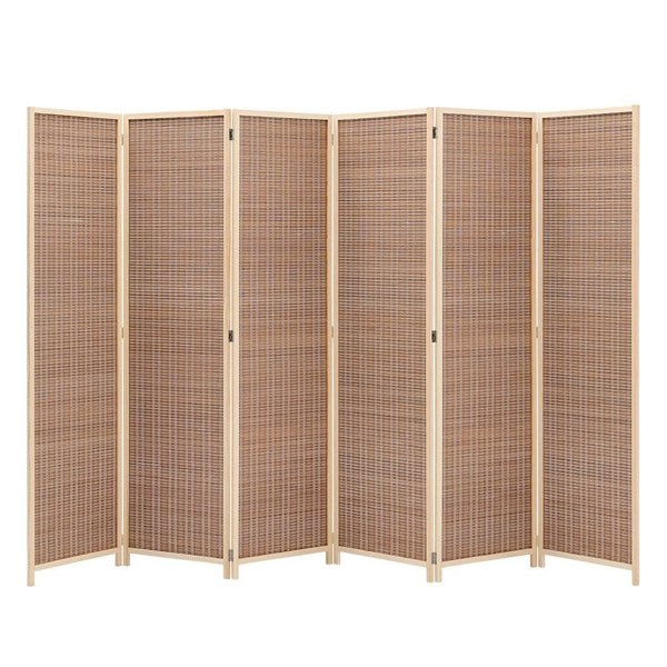 Brown Bamboo Woven 6-Panel Folding Room Divider Room Dividers Living and Home