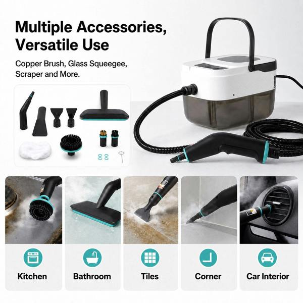 Spector Steam Cleaner Handheld 6 Settings with Tank 105°C Heat For Kitchen White