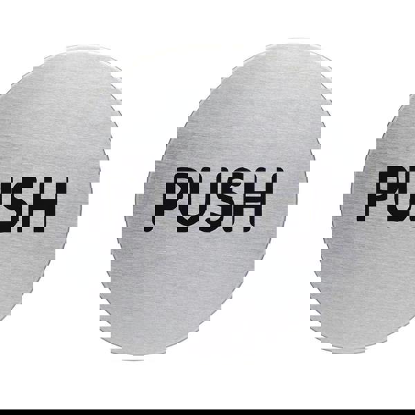 Durable Adhesive Fire Door PUSH Sign Symbol | Brushed Stainless Steel | 65mm