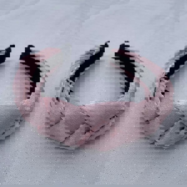 blush pink headband braided in satin