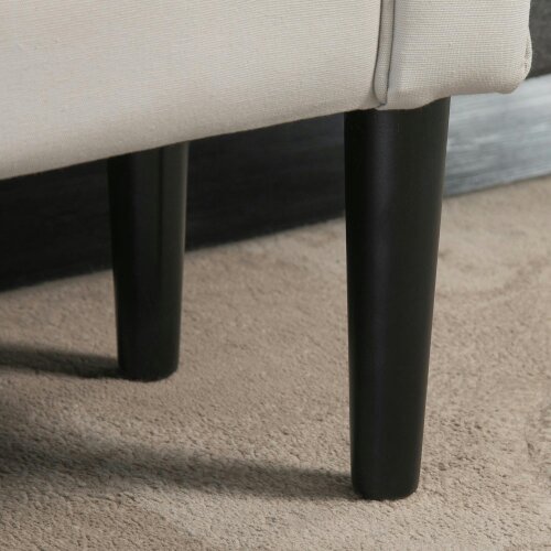 Wyld Haus Rosomi  Cream Upholstered Mid Century Entryway Bench With Armrests And Wooden Legs