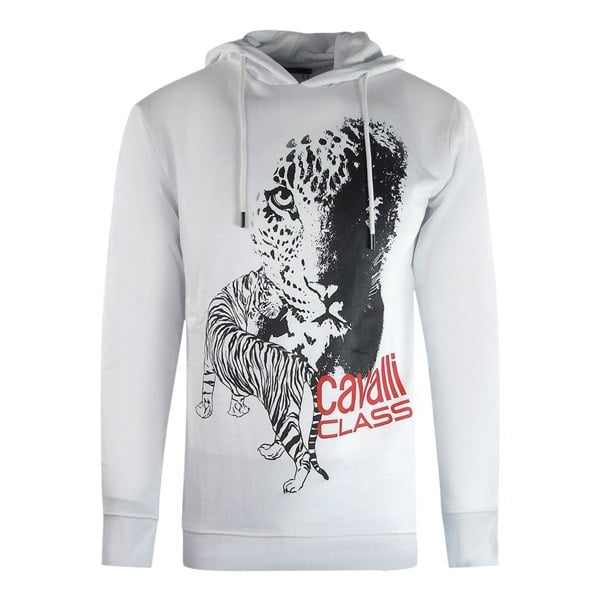 Cavalli Class Large Tiger Logo Hoodie - White