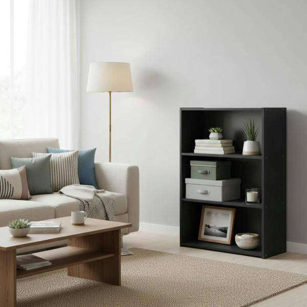 WALPLUS Pasir 3-Tier Open Shelf, Americano | Luxury Wall Decor for Living Room & Bedroom
