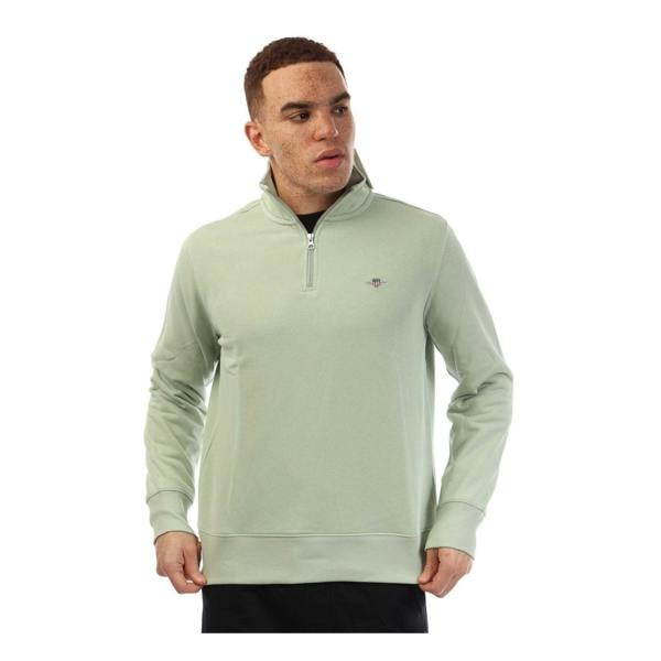Gant Mens Shield Half Zip Sweatshirt - Green - 