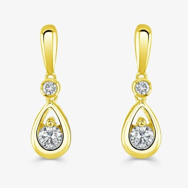 T. H. Baker 18ct Yellow Gold 0.26ct Diamond Teardrop Dropper Earrings LG224/EA-PR