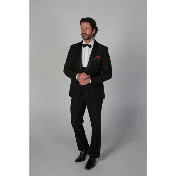 Paul Andrew Men's Black 3 Piece Tuxedo Suit