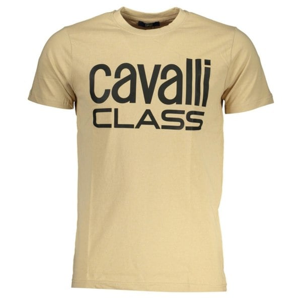 Cavalli Class Bold Black Logo Beige T-Shirt