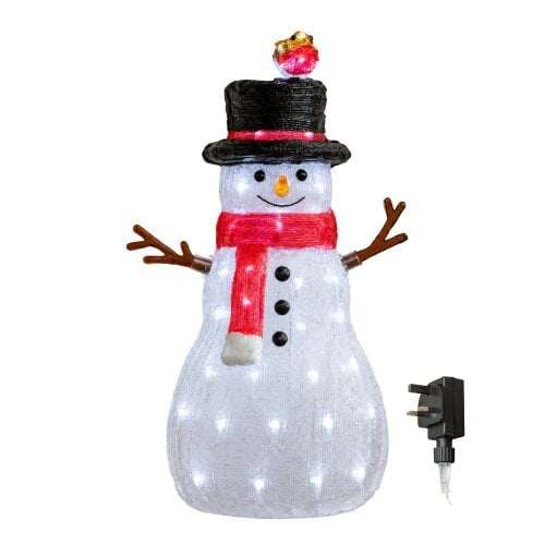 Samuel Alexander 62cm Light Up Acrylic Christmas Snowman with Robin LED Decoration