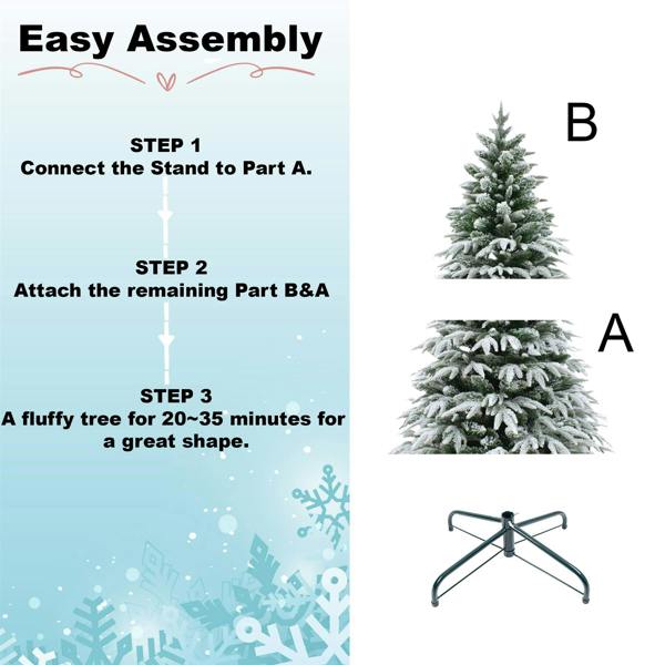 4FT to 10FT Snow Covered Artificial Christmas Trees with Flocked Green Branches image 9