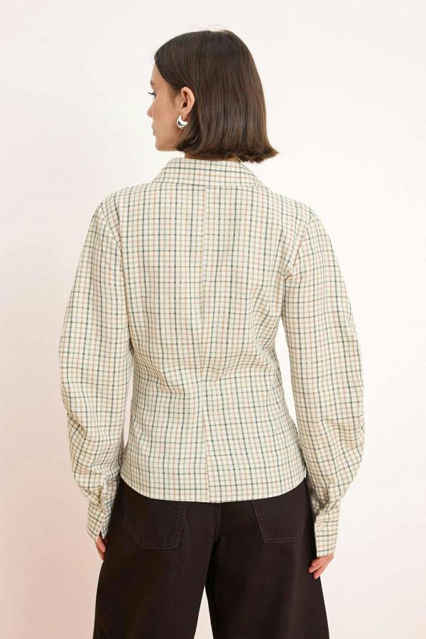 WOVCOR Balloon Sleeve Fitted Asymmetric Shirt
