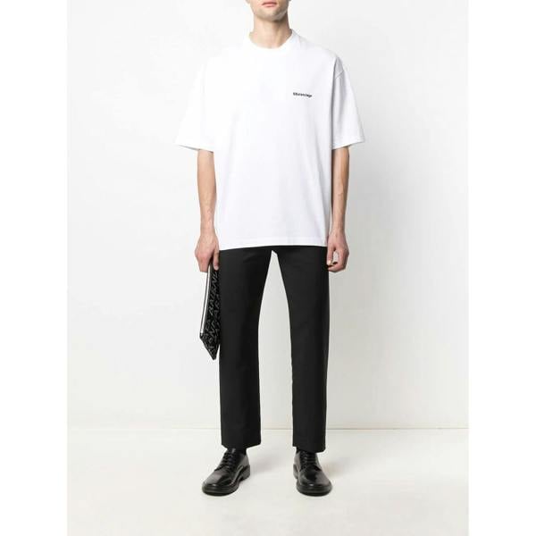 Balenciaga BB Logo Embroidered Oversized T-Shirt   in  White
