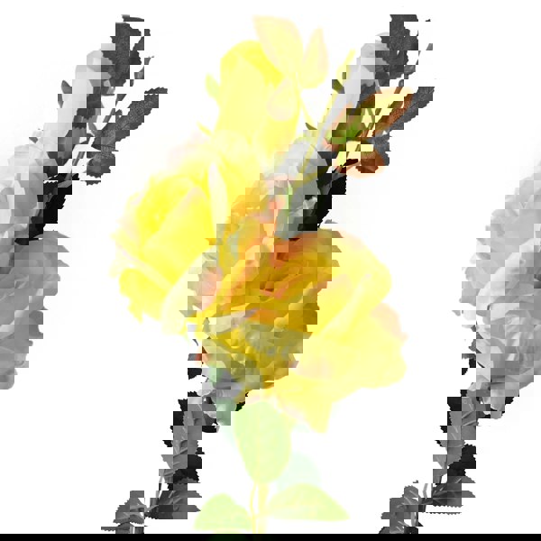 Leaf 80cm Artificial Yellow Rose Stem - 3 flowers