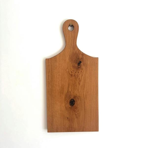 Giraffes & Craftz Large Oak Paddle with Round Handle - Oak Cheese, Bread and Serving Board