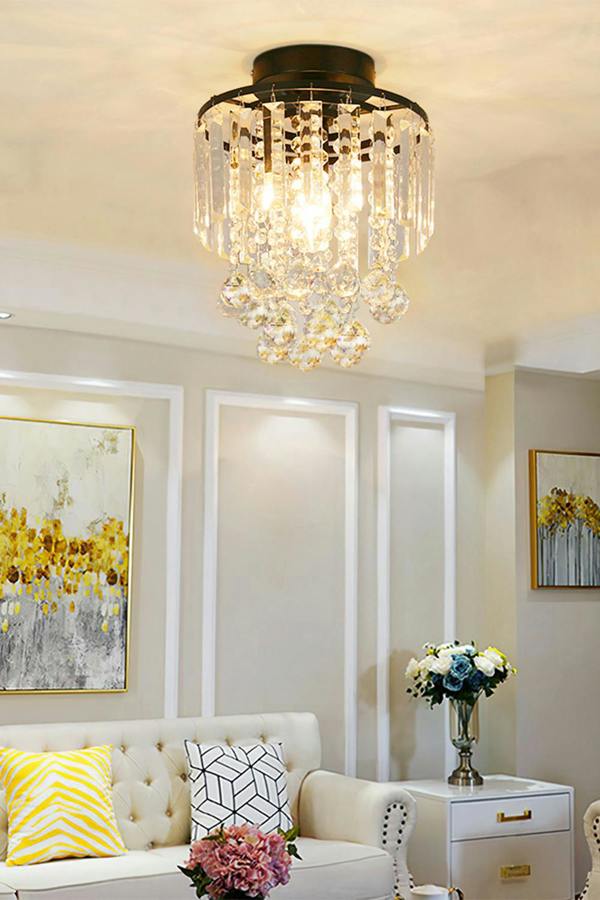 Living and Home Morden Crystal Mount Ceiling Light