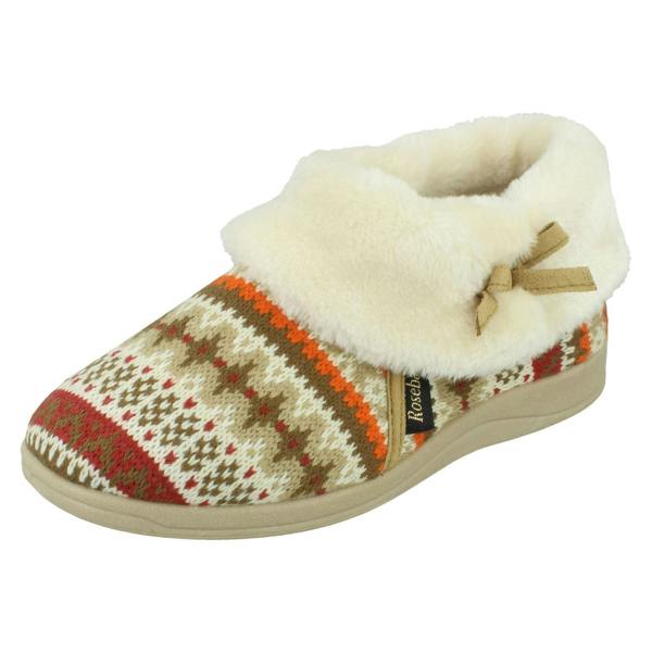 Rose Bank Ladies Rose Bank Memory Foam Aztec Print Bootee Slippers Emily