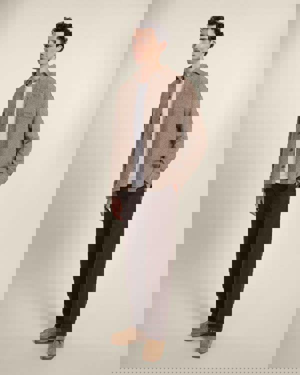 Larsson & Co Brown & Stone Herringbone Textured Overshirt