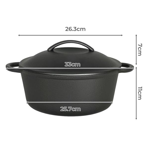Toque 6.6L Cast Iron Dutch Oven Heavy Duty Casserole Dish Pot Stockpot With Lid