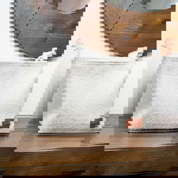 JVL Shiro Boucle Rectangular Fabric Storage Baskets with Handles for Home Organisation, White