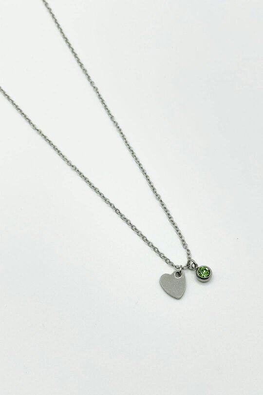 SVNX Mini Heart & August Birthstone Necklace in Silver - Gift Boxed