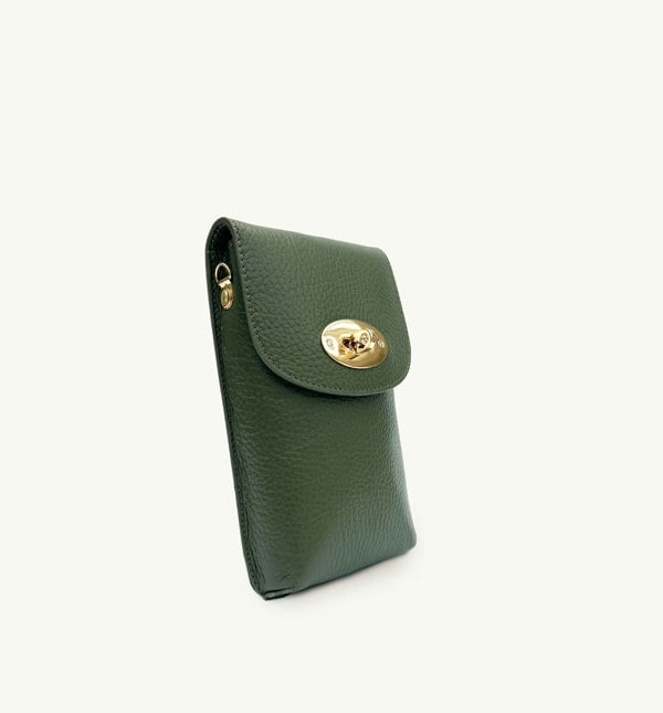 Apatchy London The Frankie Leather Phone Bag - Olive