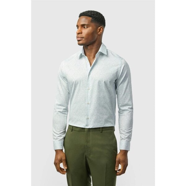 Ted Baker Slim Fit White Leaf Stencil Shirt