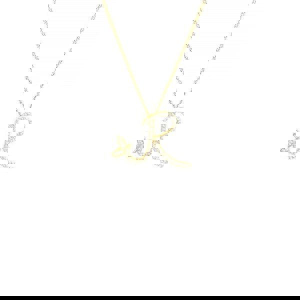 Say It With 1 Inch Winged Full CZ Stones Initial Necklace - 18ct Yellow Gold Plated