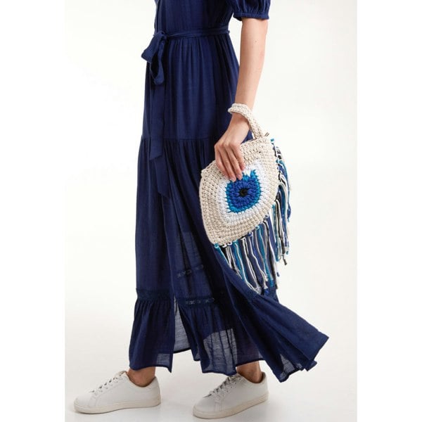 Blue Vanilla Evil Eye Tassel Bag