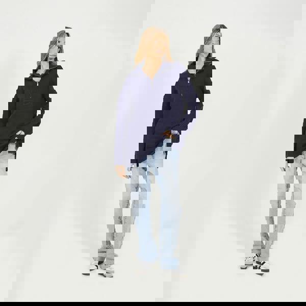 Brave Soul Navy Oversized 1/2 Zip Knitted Jumper - Navy Image 3