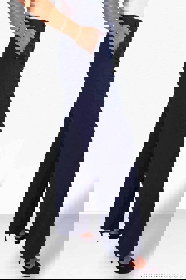 Paulo Due Women's Smart High Waist Wide Leg Trousers with Elastic Waist