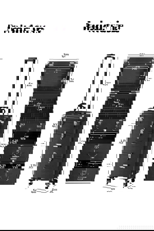 Living and Home Professional 3-in-1 Rolling Cosmetic Cases Makeup Trolley Nail Luggage Storage Organizer