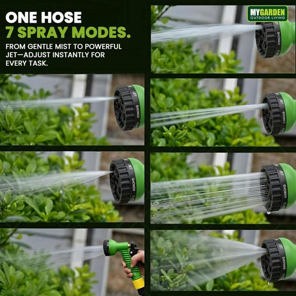 My Garden Outdoor Living My Garden Expandable Garden Hose Pipe 50ft/15m - Flexible Expanding Hose with 7-Mode Spray Gun, Tap Connector & Wind Reel