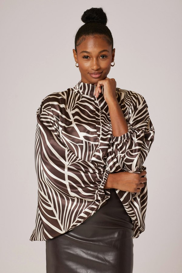 Lioness by TF Palm Leaves Tunic - Brown and Cream