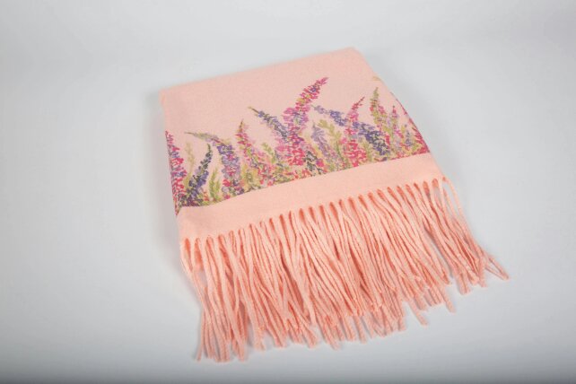 Art on Scarves Cashmere Feel Luxury Scarf Handprinted with Heather