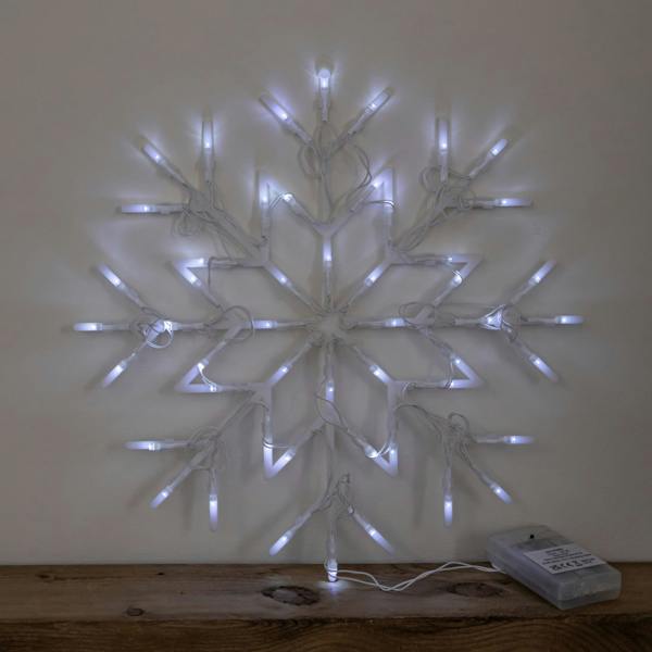 Samuel Alexander 34cm Battery Operated Light up Christmas Snowflake with White LEDs