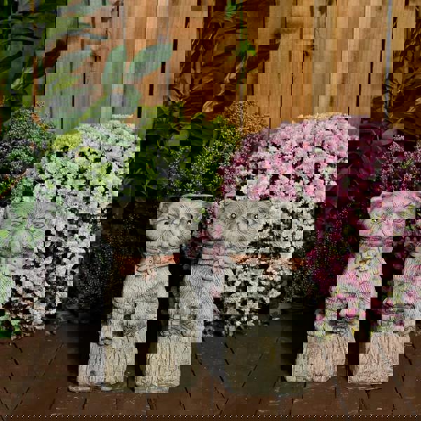 Cranky Cats Pair Stone Cast Garden Cat Statues Set