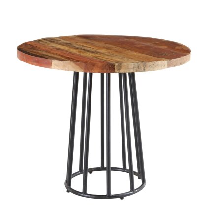 Wyld Haus Seattle Reclaimed Wood and Metal Round Dining Table
