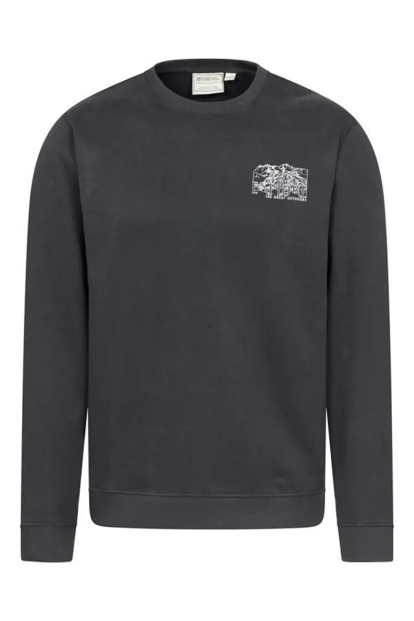 Mountain Warehouse Mens Sketch Landscape Graphic Sweatshirt - Grey