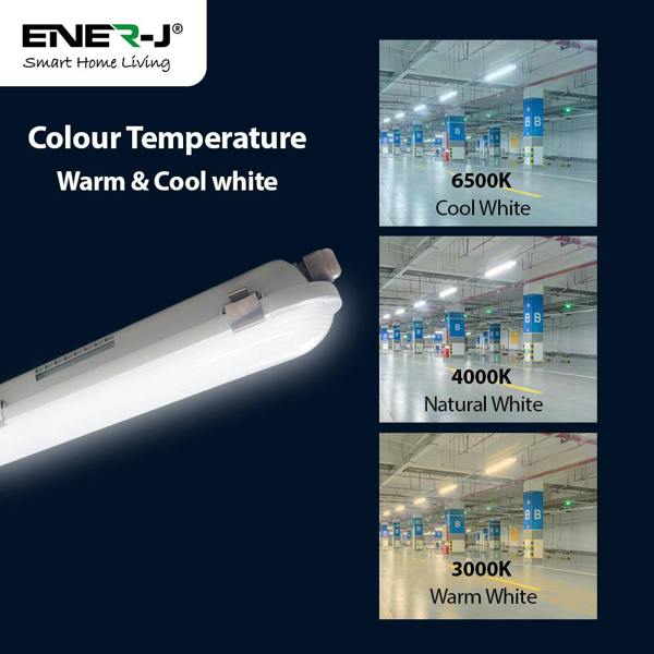ENER-J Power Selectable & CCT Selectable Non Corrosive Waterproof LED Fitting, 1.5m, 50W, 120 Lumens per Watt | Pack of 6