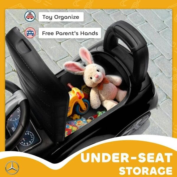 Official Mercedes-Benz Ride On Car, Foot to Floor Sliding Walker with Horn, Engine Sounds and Under-Seat Storage, Black