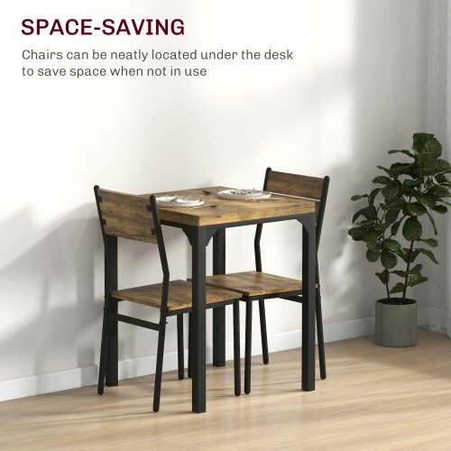 Wyld Haus Lulila Wooden Rustic Brown 3 Piece Minimal Dining Table And Chair Set
