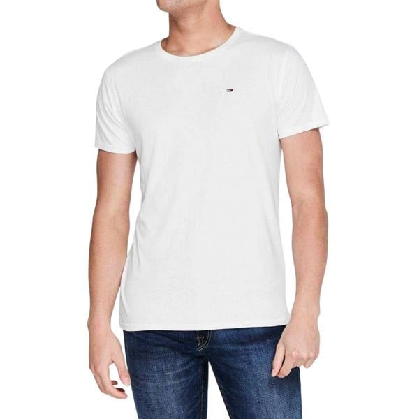 Tommy Jeans Mens Embroidered Logo Loose T-Shirt - White - 