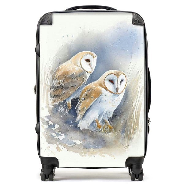 Warren Reed Barn Ano Owls Watercolour Suitcase