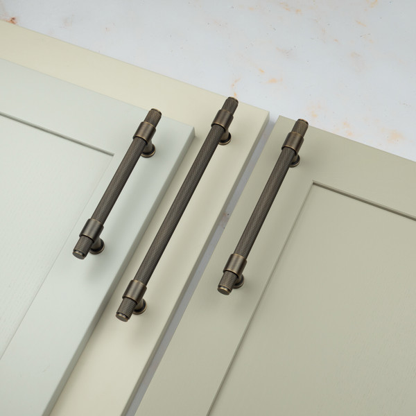 Handle & Home Antique Brass Knurled Handles with Clasp Detailing